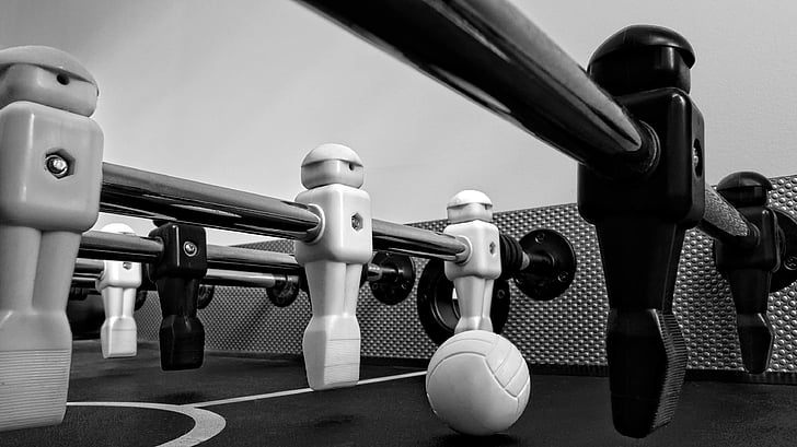 black-and-white, close-up, fun, game, table football, sport