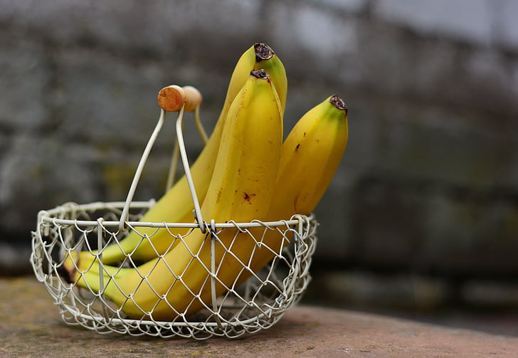 bananas, frutas, cesta de frutas, amarelo, saudável, vitaminas, comida