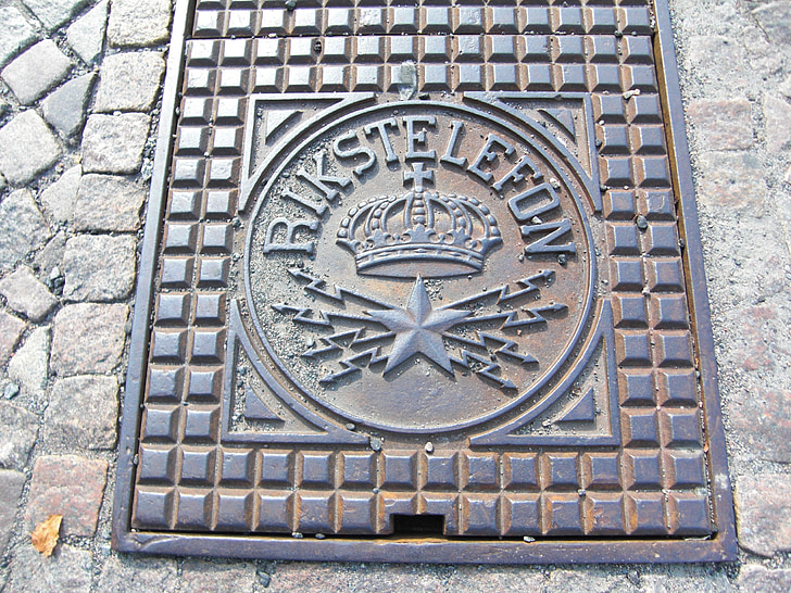 Manhole cover, Thuỵ Điển, Gothenburg, Đế điện thoại, rikstelefon, viễn thông, Kênh