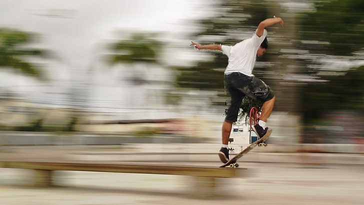 skateboard, skater, olahraga, radikal, kecepatan, Aksi, gerak kabur