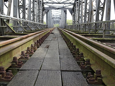 brug, spoorbrug, het platform, spoorwegen, perspectief, viaduct, gebouw