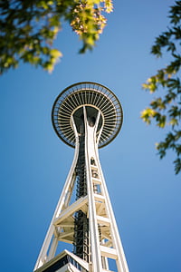 edificio, Seattle, cielo, aguja del espacio, atracción turística, Torre, lugar famoso