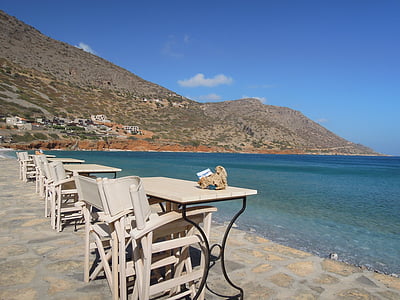 Creta, tavolo, ch, Grecia, Mediterraneo, sedia, acqua