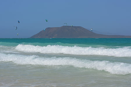 Fuerteventura, Isla de lobos, natureza, ondas, mar, oceano