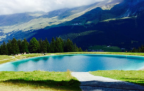 Lago, montañas, agua, frío, Bergsee