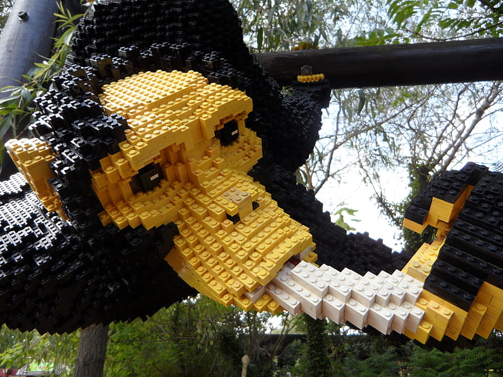 Legoland, Lego blokken, Lego, bouwstenen, aap, replica, beeldhouwkunst