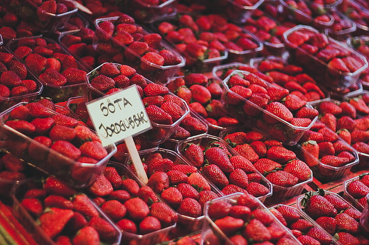 alimentaire, fruits, rouge, fraises
