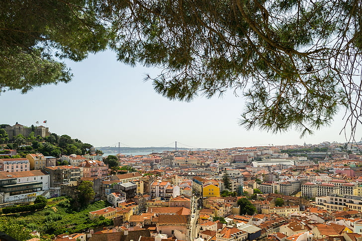 Belvedere, Lissabon, Miradouro da graça, stadsdelen av nåd, Vista, landskap, Portugal