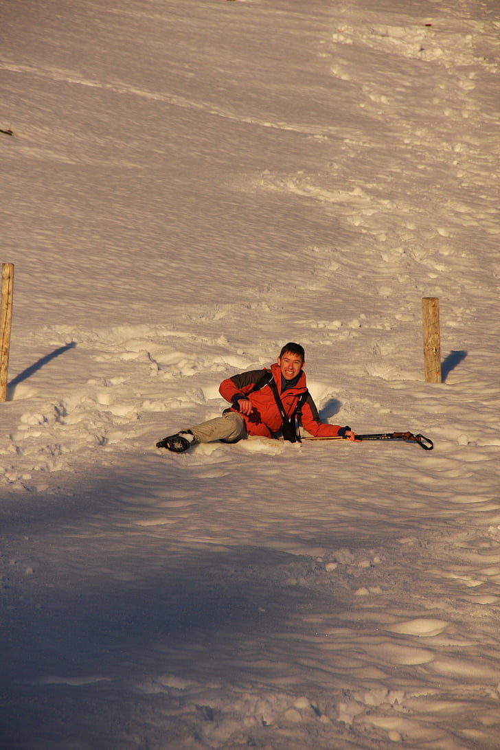 χειμερινή ανάβαση, περιπλανώμενος, Πεζοπορία, χιόνι, χειμερινές, πτώση, ατύχημα