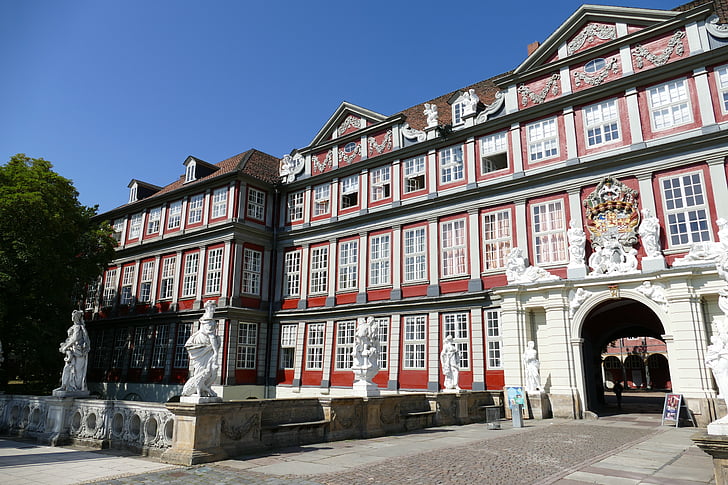 Wolfenbüttel, замък, архитектура, каменни фигури, сграда, Германия, Долна Саксония
