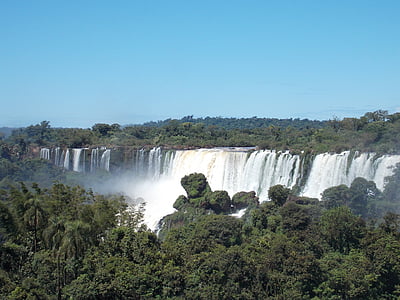 falls, iguazu, water, jungle, argentina, landscape, nature