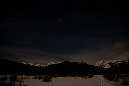 planine, Alpe, jasno, noć, nebo, zvijezde, galaksija