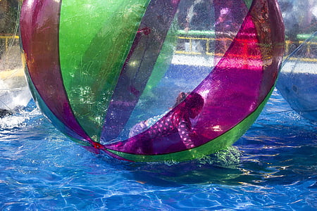 colores, verde, azul, púrpura, agua, juego, bola del agua