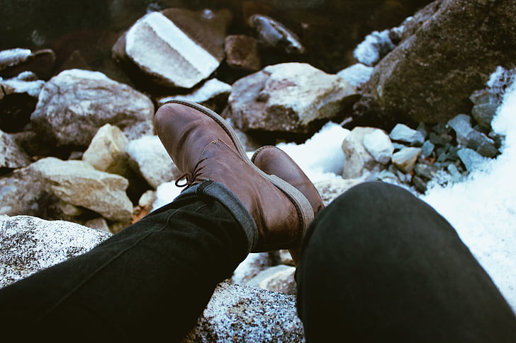 feet, leather, boots, pants, rocks, people, man