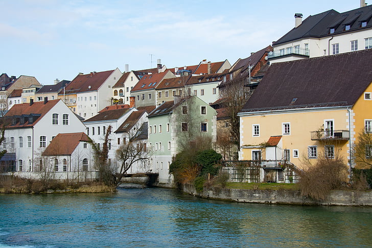 upės, Senamiestis, istoriškai, Steyr, pastatas, senamiesčio, Europoje