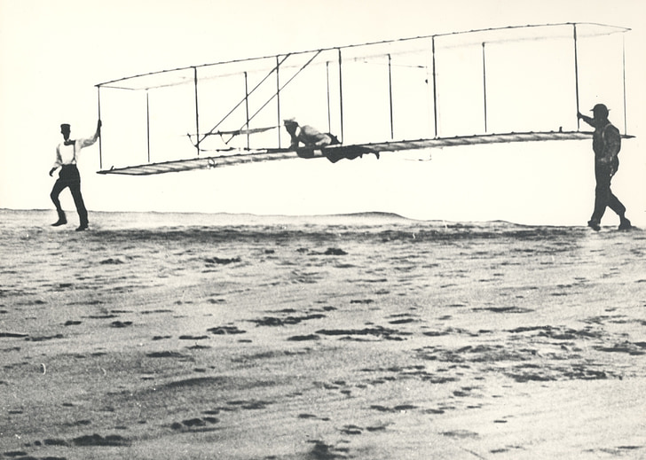 vynález, bratři Wrightové, letadla, Věda, pokus o, zkouška, Odjeď
