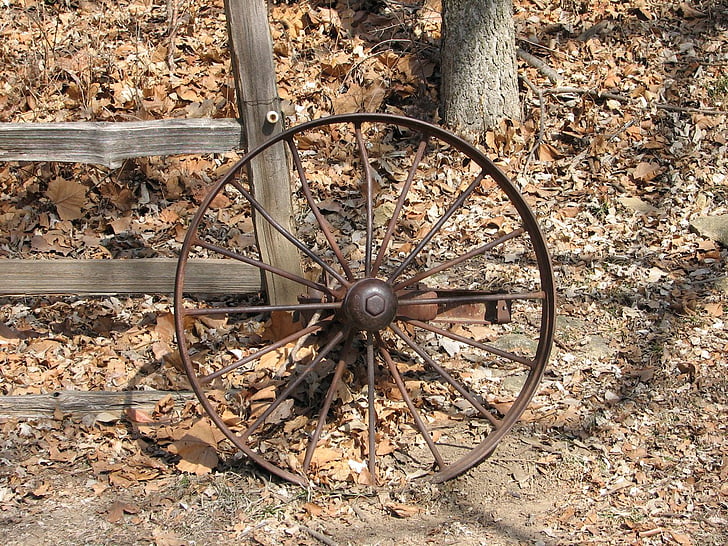 wagon, wheel, autumn, fall, background, country, rural