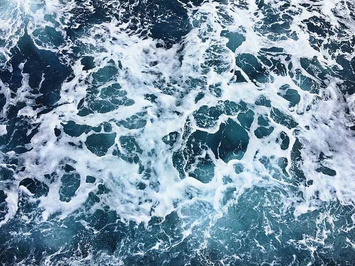 mar, oceano, azul, água, ondas, natureza, onda
