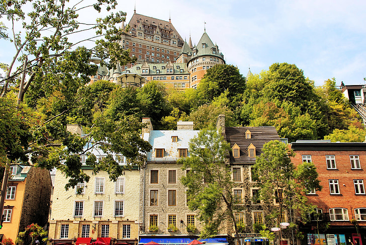 Kanāda, Québec, Old quebec, Frontenac, pils, arhitektūra, Eiropa