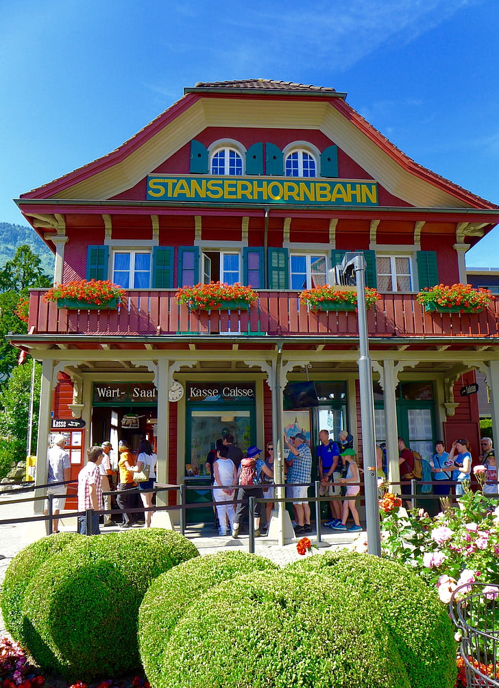 планинската железница, stanserhorn, nidwalden, Швейцария, долната станция, архитектура, култури