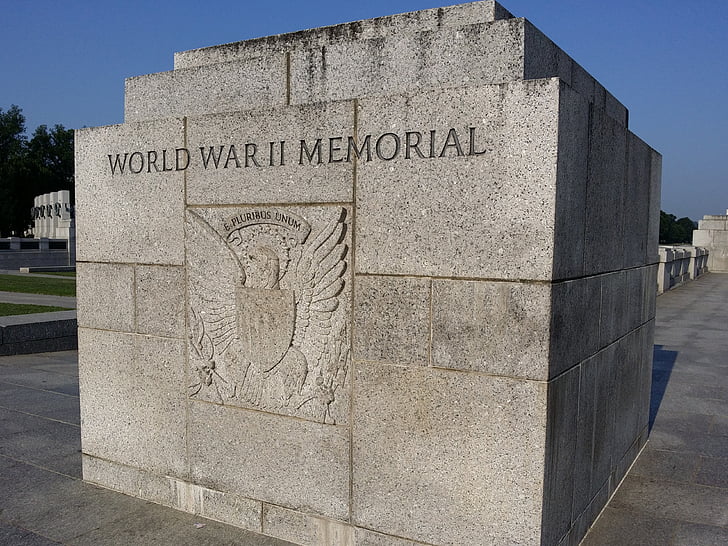 monumentet, andra världskriget, Memorial, DC, Washington, Park, tombstone