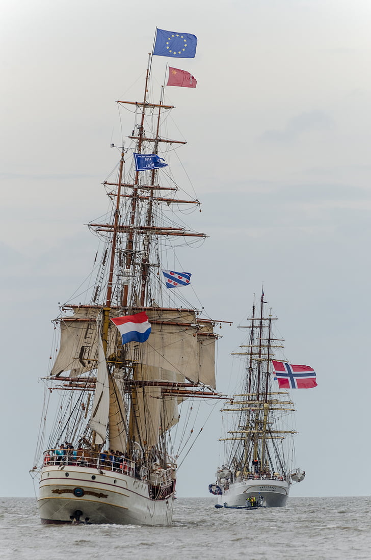 Plavba lodí, lodě, Harlingen, wattové moře, plachtění, Evropa, Sørlandet