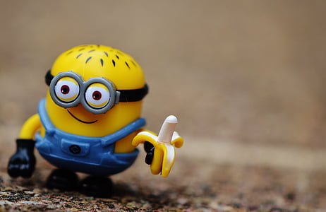 Minion, engraçado, brinquedos, crianças, Figura, amarelo, bonito