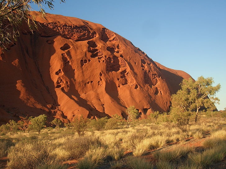 OutBack, Australien, solen, Rock, klippformation, skymning, ljus
