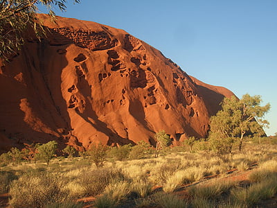 OutBack, Australien, solen, Rock, klippformation, skymning, ljus