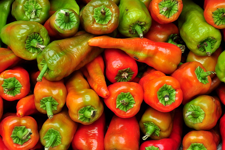 chiles, tržište, povrća, začinski, aji, boje, zelena