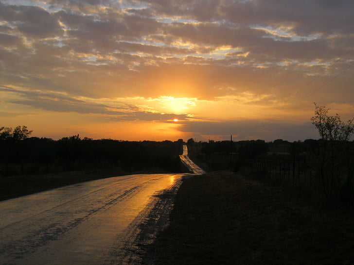 Sunset, Sky, udendørs, natur, orange, blå, Pink