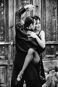 en noir et blanc, couple, danse, danse, homme, gens, Tango