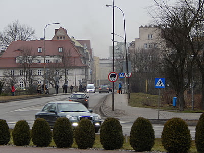 Pologne, rue, scie, ville, architecture
