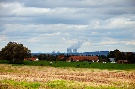 temelin, landscape, village, nuclear power plant