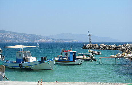 Grèce, Samos, bateau, eau, tranquilité, mer, Marina