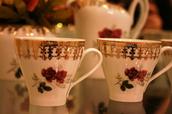cup of coffee, porcelain cup, porcelain, decoration