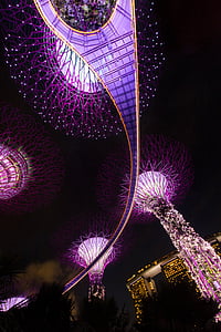 Singapur, noční, Architektura, Asie, budova, mrakodrap, město
