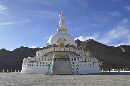 Shanti sztúpa, leh, Ladakh, templom, sztúpa, Buddha, India