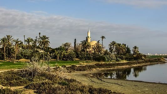 Кипър, Ларнака, Хала султан Текето, Соленото езеро, джамия, Османската, исляма