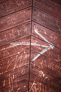 grafiti, lesena vrata, puščica, vrata, stari, lesene, grunge