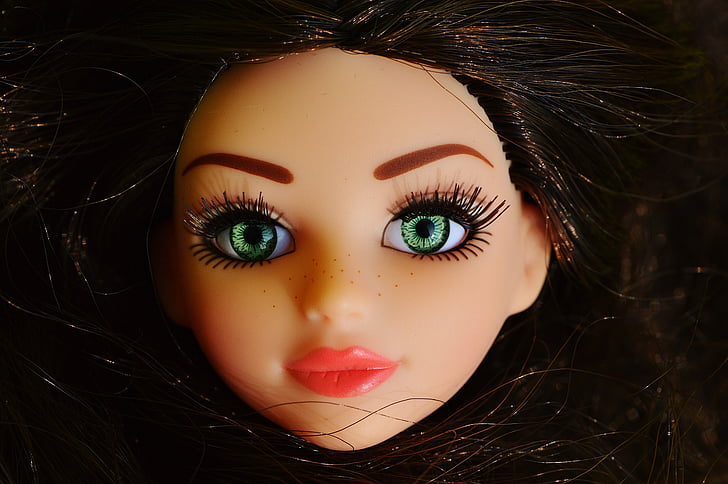 boneka, Ayu, wajah, mata, Salon Kecantikan, rambut, Gadis