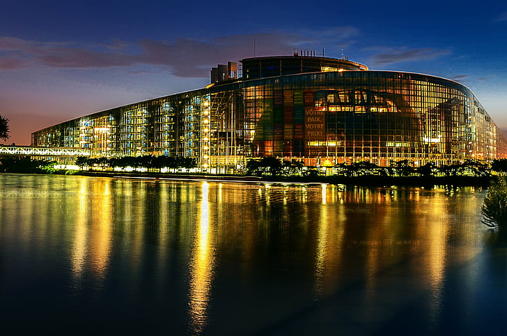 Europski parlament, Strasbourg, izloženost, Europski, arhitektura, Alsace, odraz