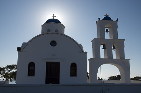 church, greece, blue, architecture, religion, cross, christianity
