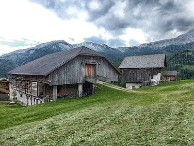 italy, landscape, scenic, sky, clouds, barn, house