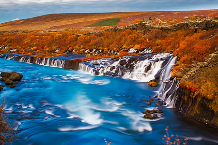 Izland, táj, festői, hegyek, ősz, őszi, színek