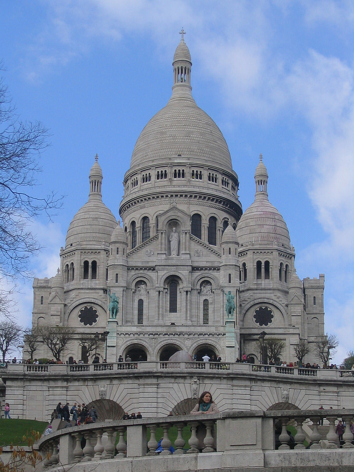 Paris, Montmartre, Sacré-coeur, monumentet, Basilica, basilikan på sacred heart, Frankrike