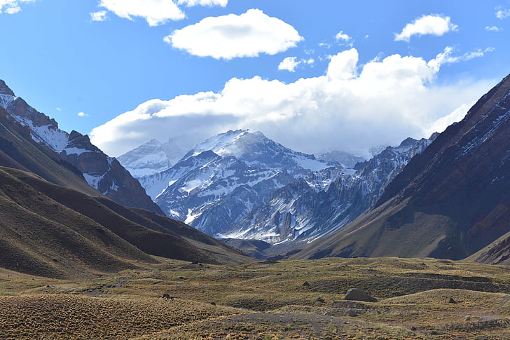 Anderna, Mountain, Aconcagua, landskap, naturen, snö, bergstopp