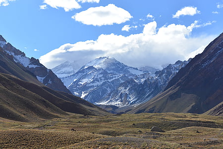 安第斯山脉, 山, 阿空加瓜峰, 景观, 自然, 雪, 山的顶峰