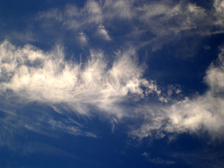oblaki, bela, nebo, modra, vzdušje, cloudscape, svetlo