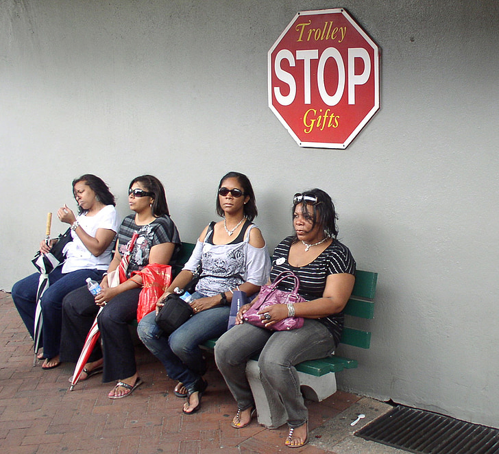 ženy, čakať, zastaviť, Sit, ľudské, Autobusová zastávka, čakacia doba